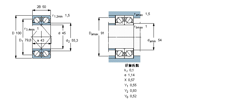 SKF 2×7309BECBPH軸承