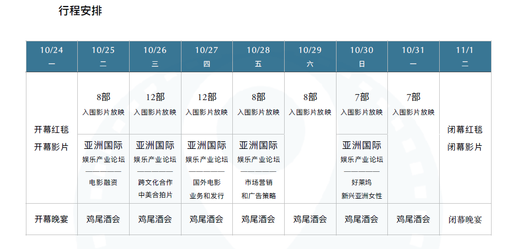 2016AWFF行程安排表格