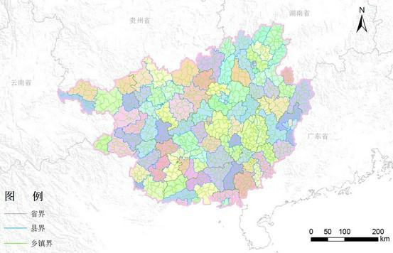 廣西自治區鄉鎮行政區劃地圖數據