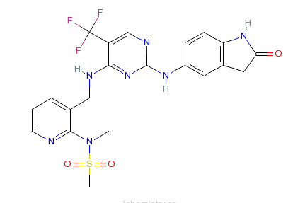 N-甲基-N-[3-[[[2-[（2-氧代-2,3-二氫-1H-吲哚-5-基）氨基]-5-三氟甲基嘧啶-4-基]氨基]甲基]吡啶-2-基]甲磺醯