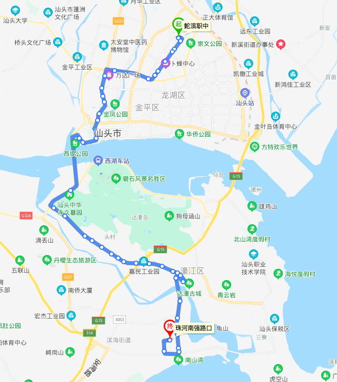 圖一 汕頭公交33路線路