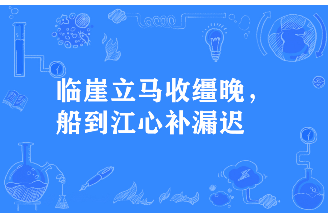 臨崖立馬收韁晚，船到江心補漏遲