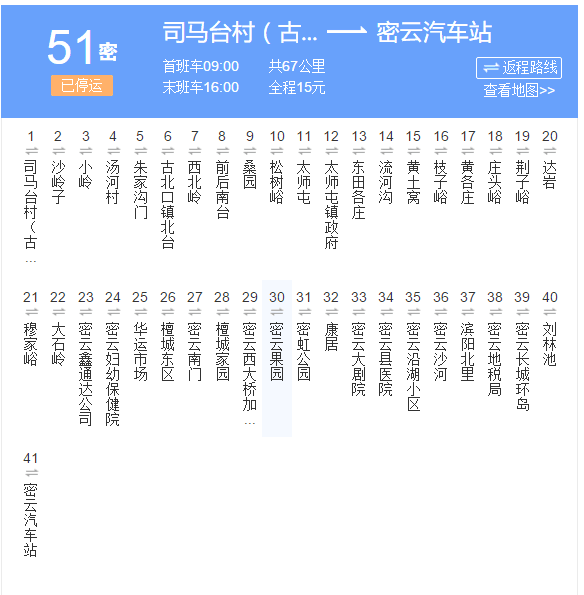 北京公交密51路