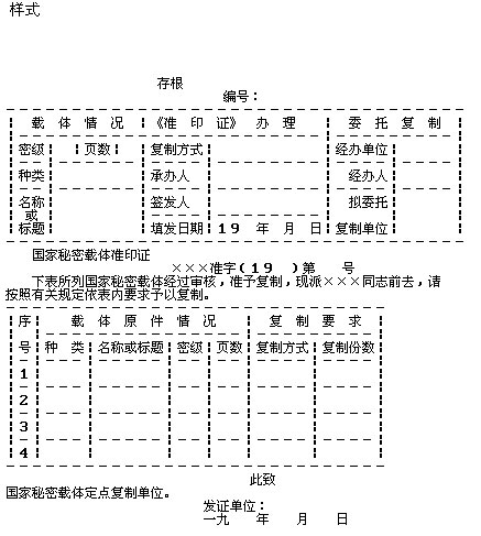 印刷、複印等行業複製國家秘密載體暫行管理辦法