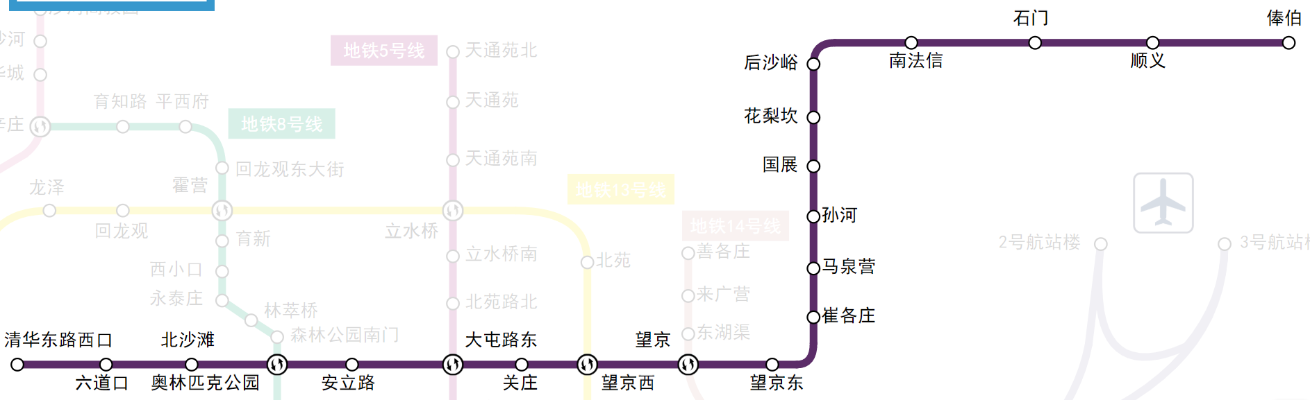 北京捷運15號線線路圖