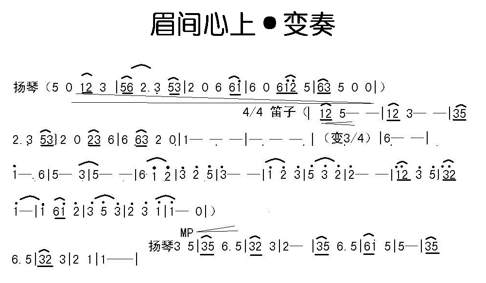 眉間心上·變奏 簡譜