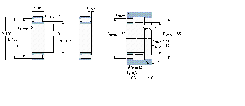 SKF NCF3022CV軸承