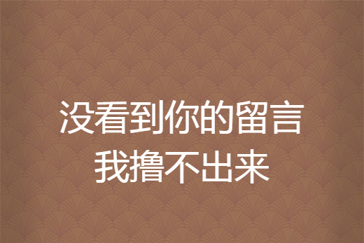 沒看到你的留言我擼不出來