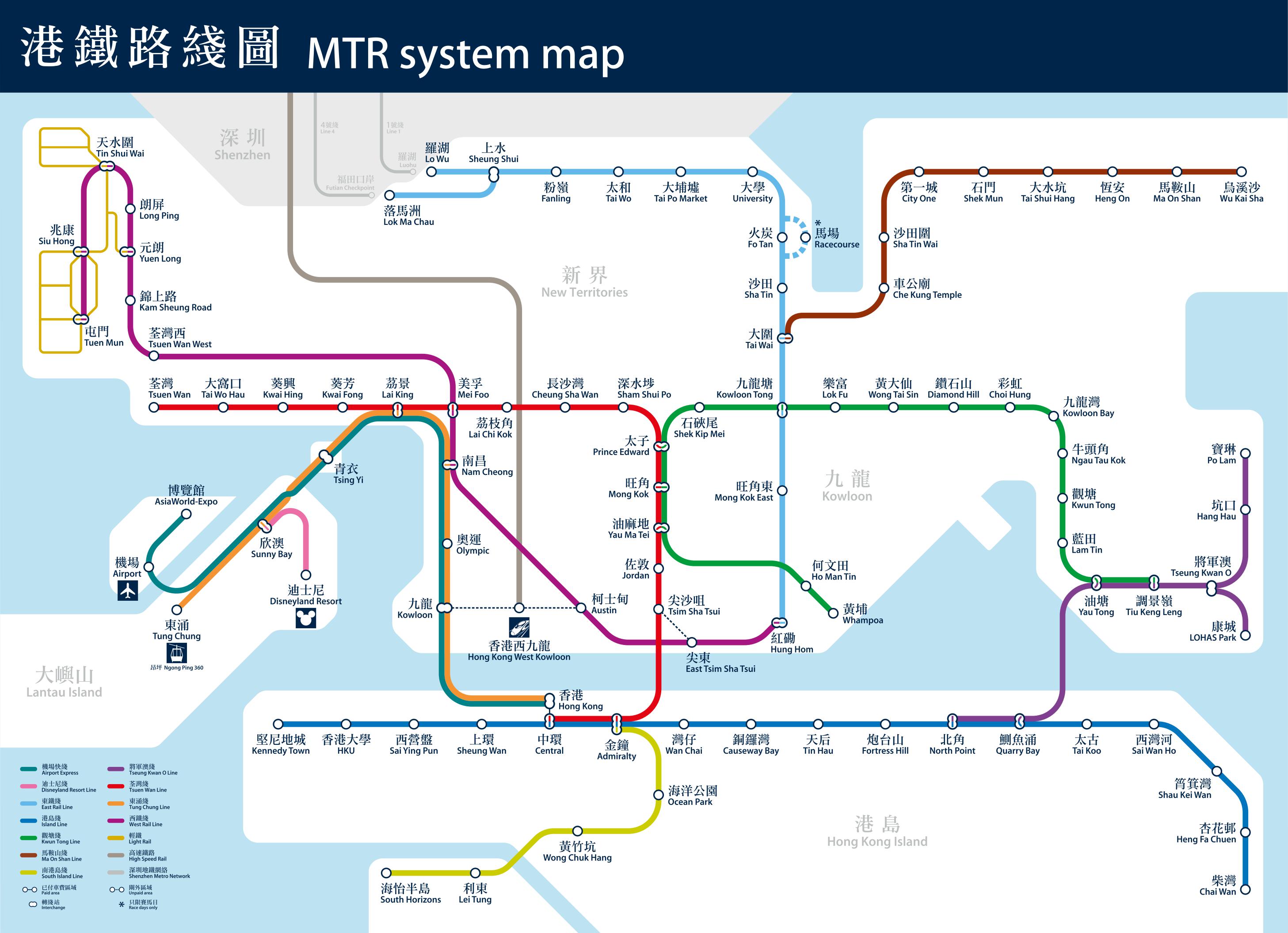 港鐵線網示意圖