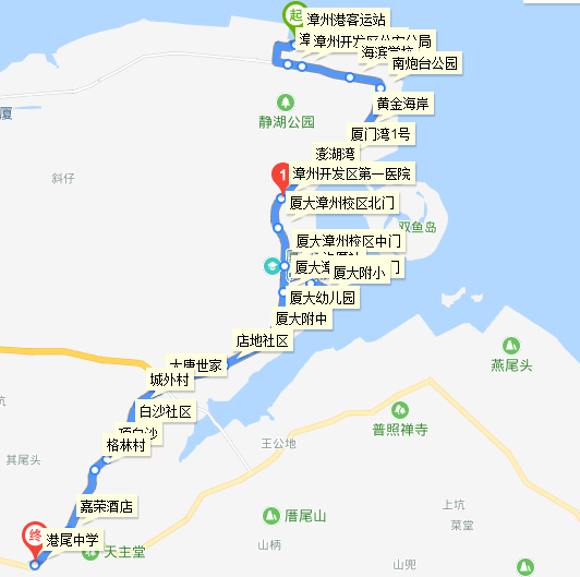 漳州公交開發區1路路線圖