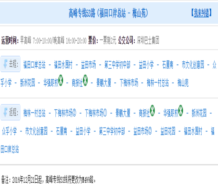 深圳公交高峰專線53路