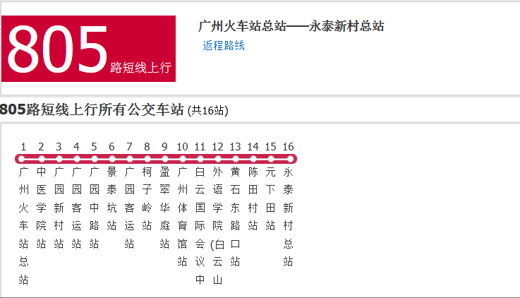 廣州公交805路短線
