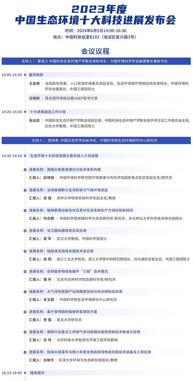 2023年度中國生態環境十大科技進展發布會