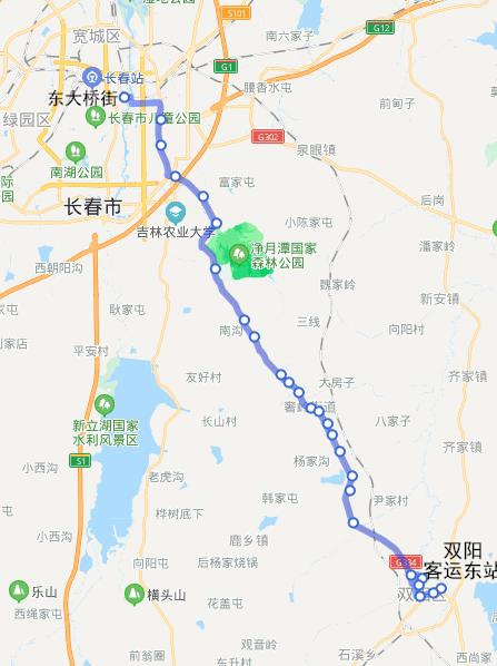 長春公交K377路線路走向圖