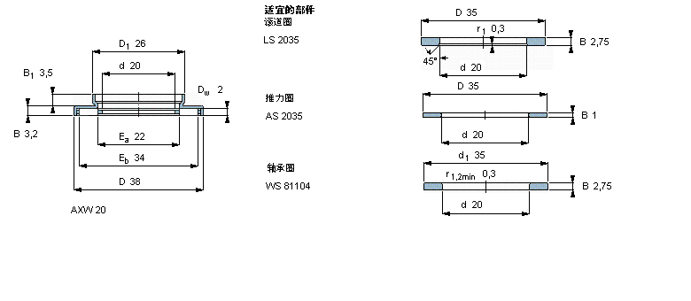 SKF AXW20軸承