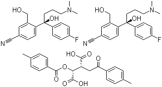 4-[(1S)-4-二甲胺基-1-對氟苯基-1-羥基丁基]-3-（羥甲基）苯腈D-(+)-二對甲基苯甲醯酒石酸鹽(2:1)