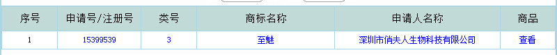 至魅商標備案信息查詢截圖