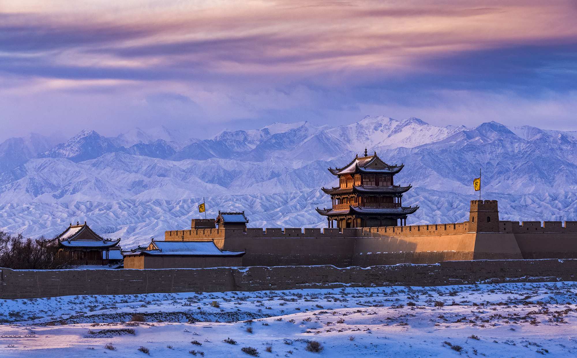 甘肅嘉峪關關城雪景