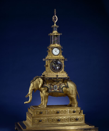 18世紀銅鍍金象馱寶塔變花轉花鐘
