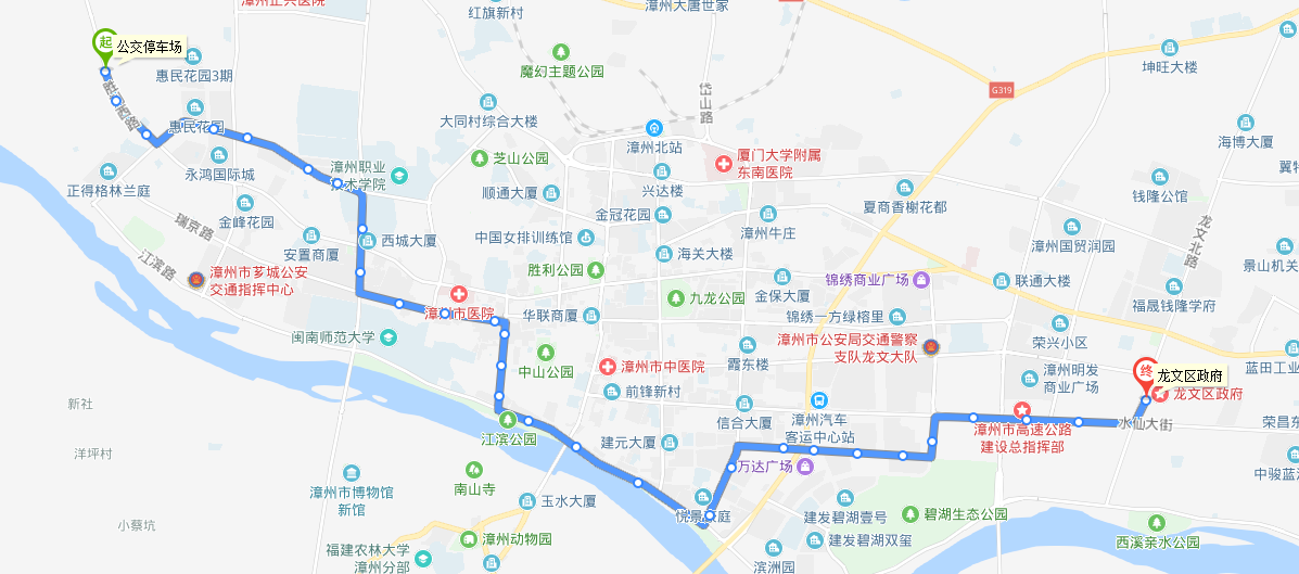 漳州公交32路上行路線圖