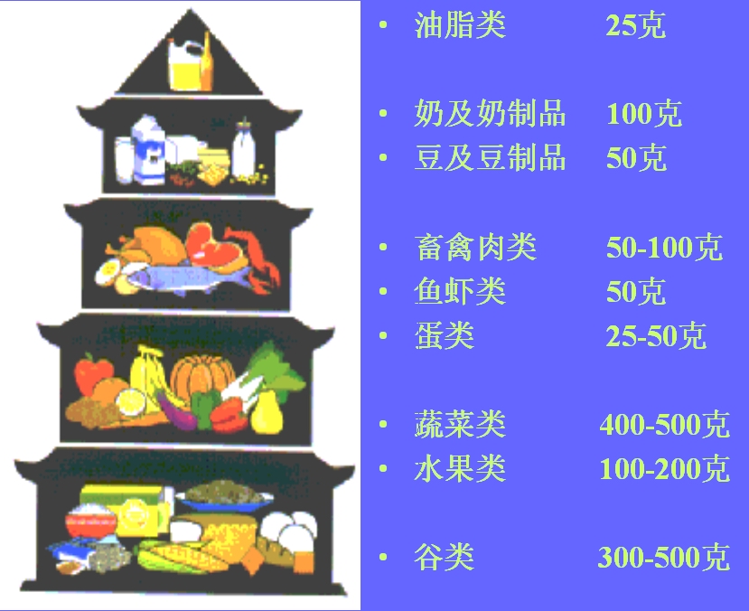 膳食平衡寶塔圖示