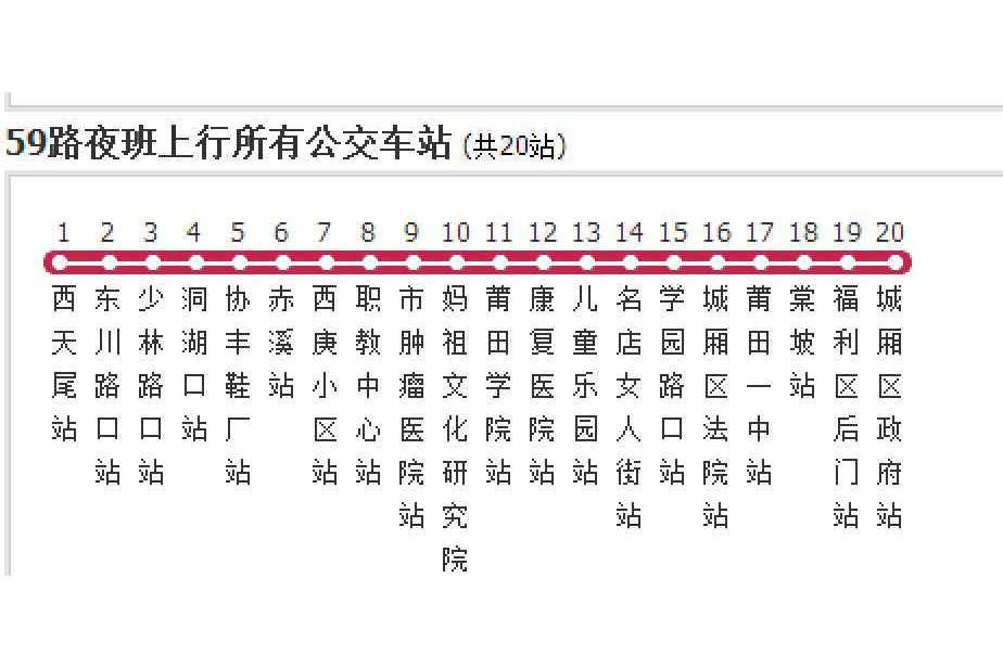 莆田公交59路夜班