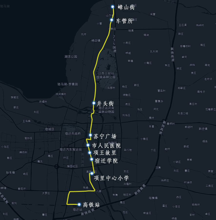 宿遷公交101路走向示意圖