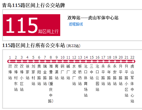 青島公交115路區間