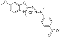 6-甲氧基-3-甲基-2-[3-甲基-3-（4-硝基苯基）-1-三嗪基]苯並噻唑翁氯化物