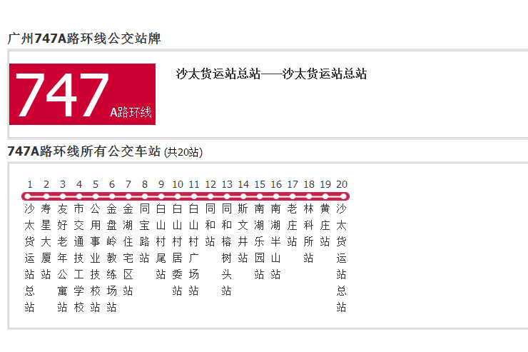 廣州公交747A路環線