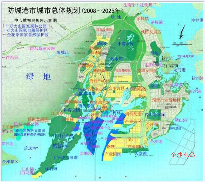 企沙東島所處位置示意圖