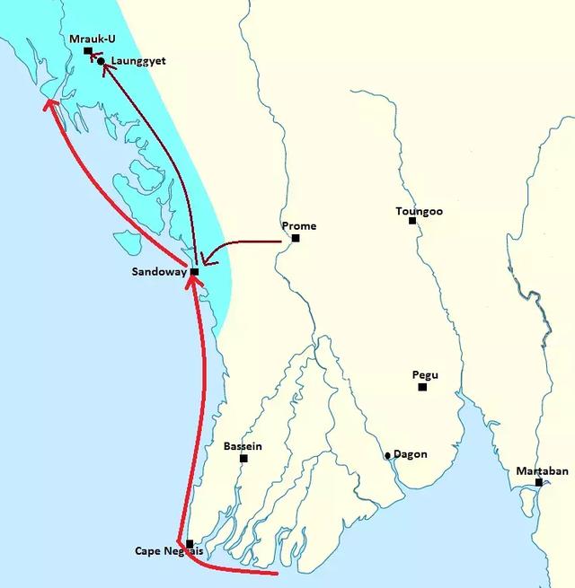 東吁軍隊的進攻路線