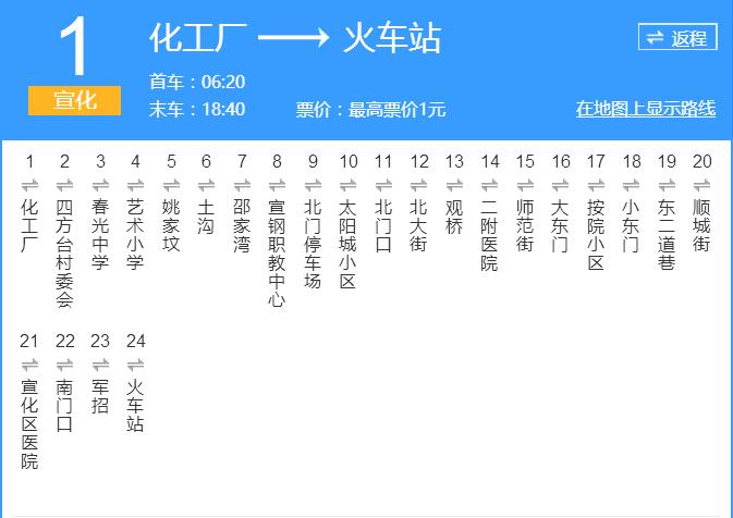 張家口公交宣化1路