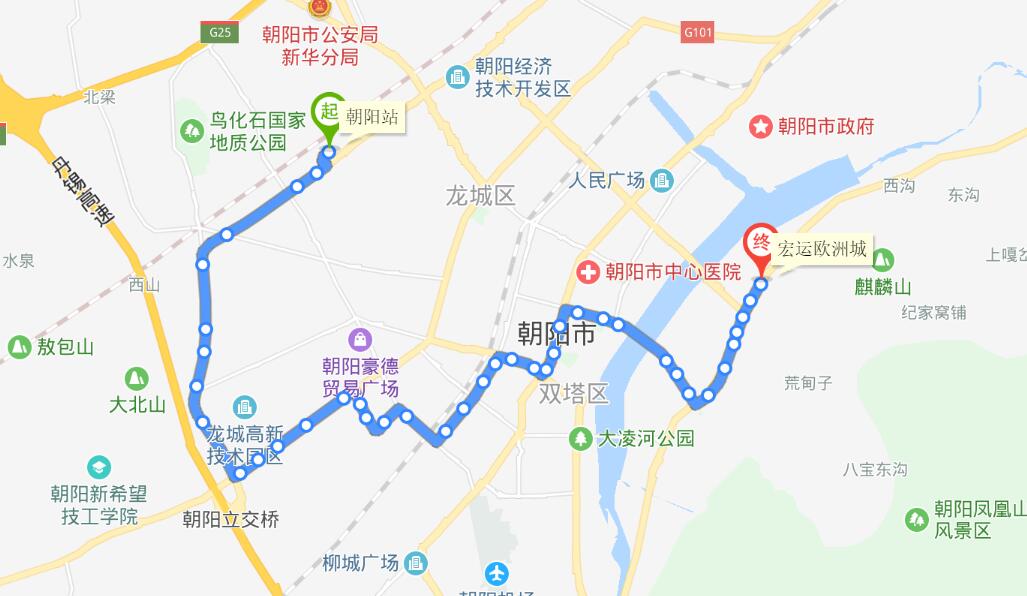 朝陽公交11路線路圖