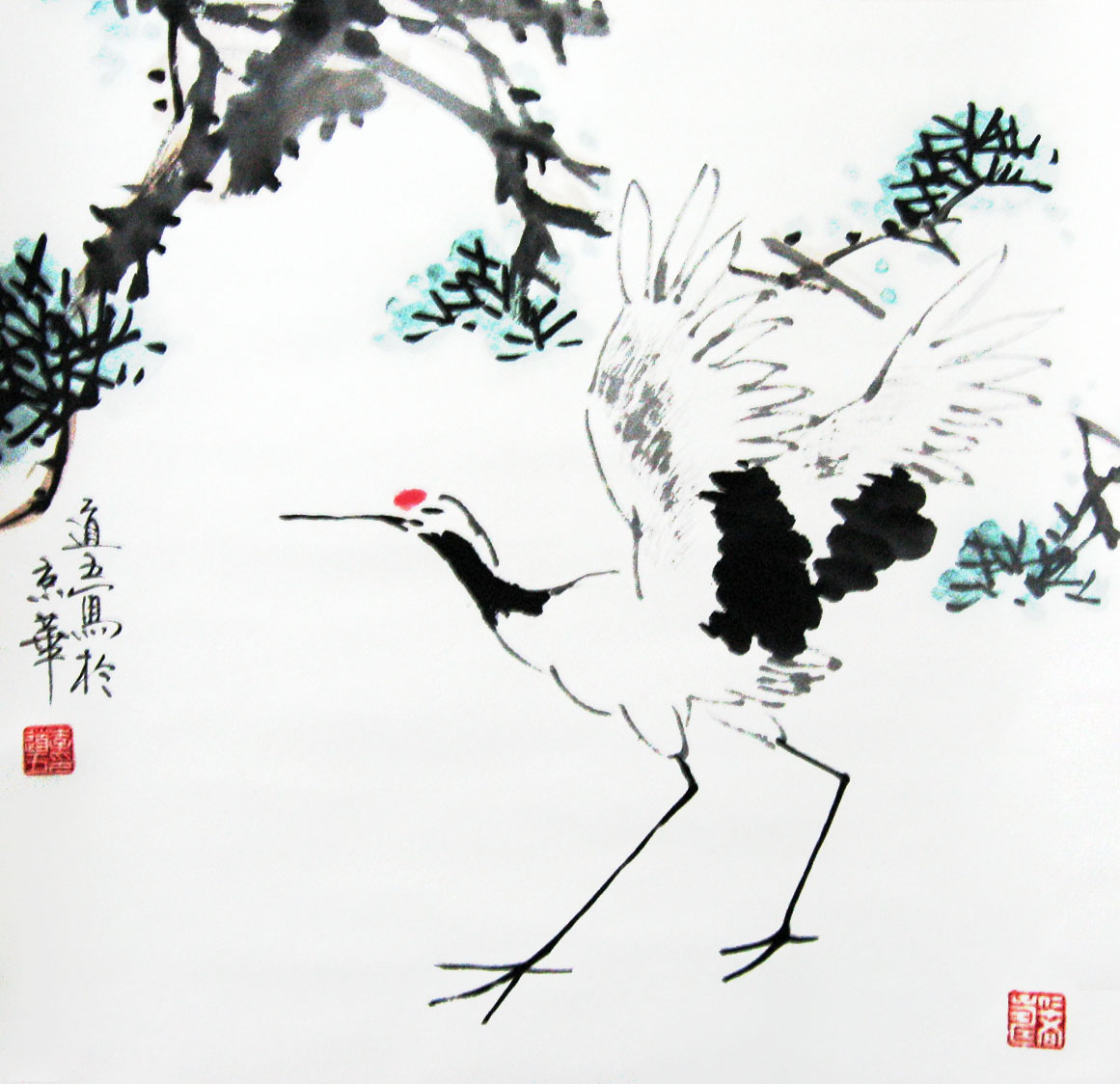 李道五《松鶴圖》68x68cm