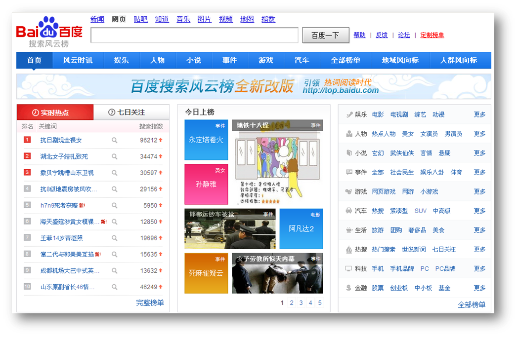 新版百度搜尋風雲榜