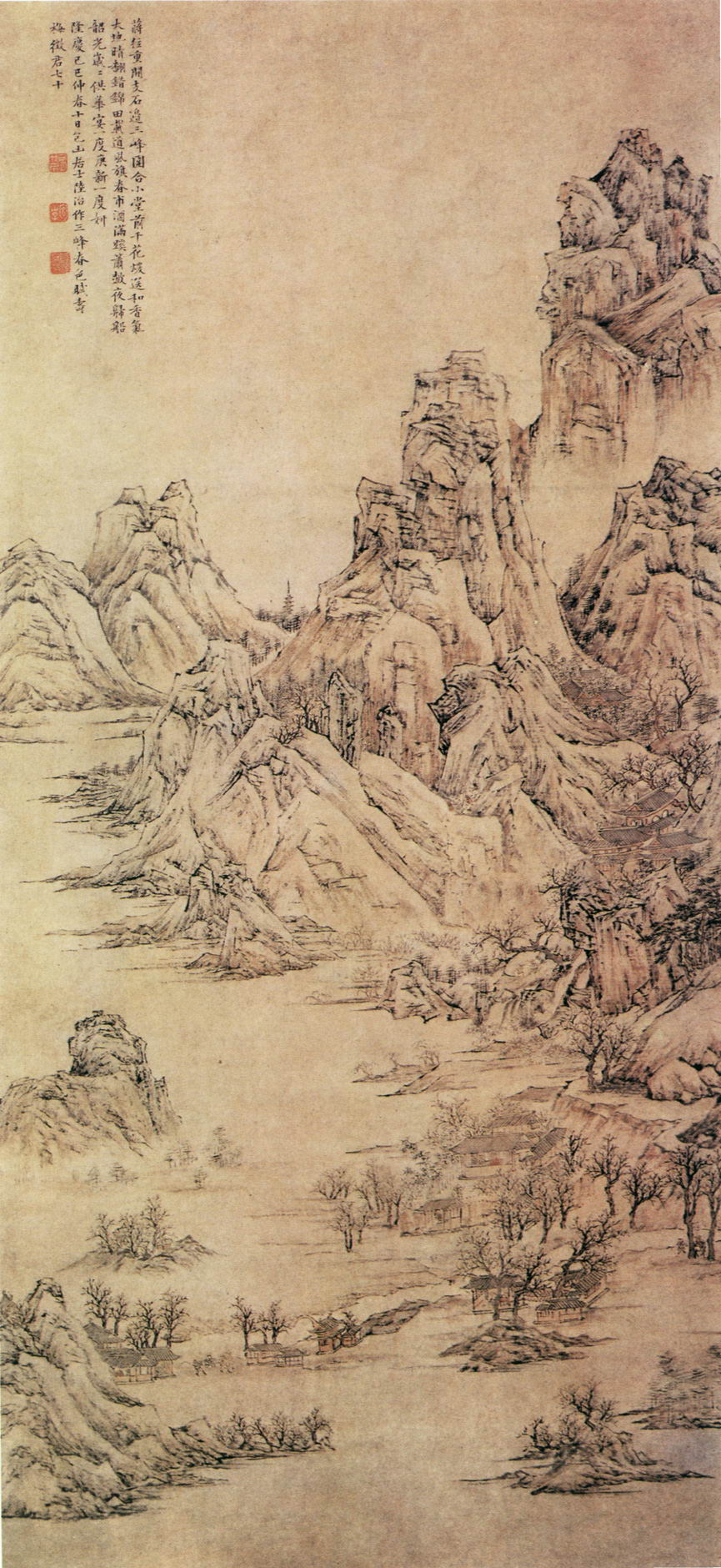 三峰春色圖