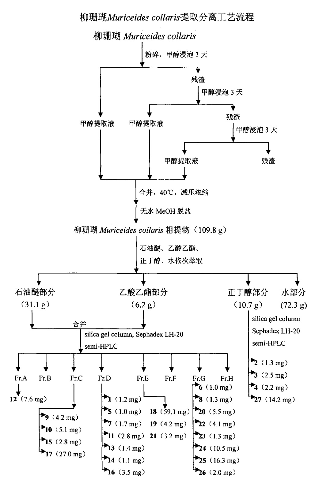 柳珊瑚酸提取分離工藝