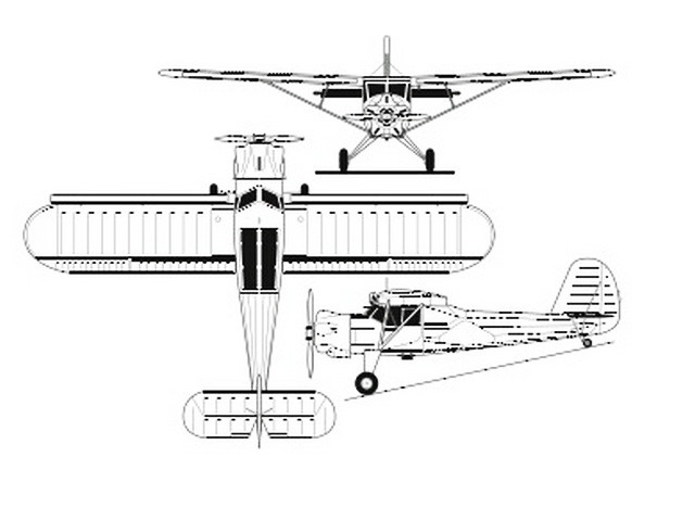 “沈航1號”農用飛機三視圖