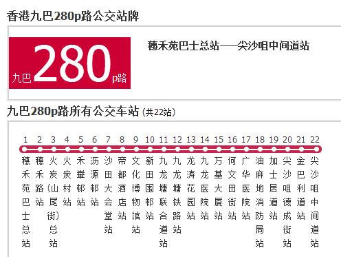 香港公交九巴280p路