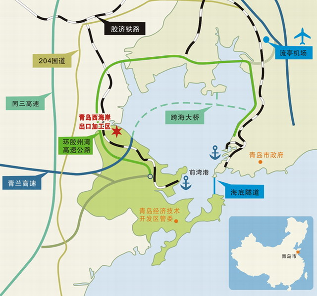 青島西海岸出口加工區交通地圖