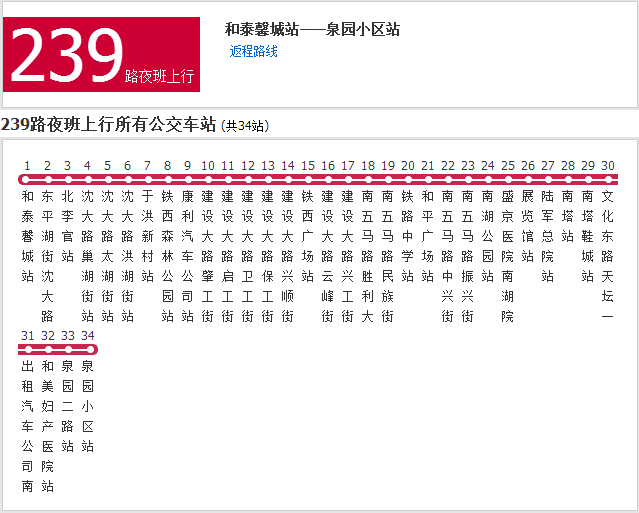 瀋陽公交239夜班路