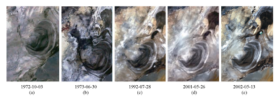 1972年至今羅布泊不同時期乾枯的影像
