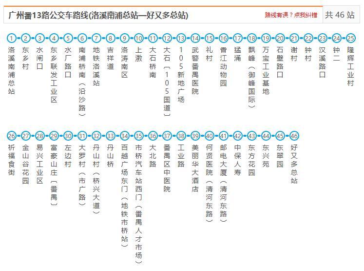 廣州公交番13路