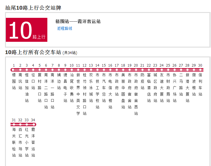 汕尾公交10路