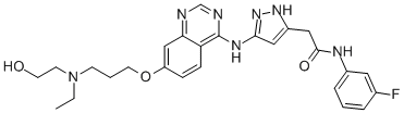 5-[[7-[3-[乙基（2-羥基乙基）氨基]丙氧基]-4-喹唑啉]氨基]-N-（3-氟苯基）-1H-吡唑-3-乙醯胺