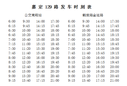 嘉定129路運營時間