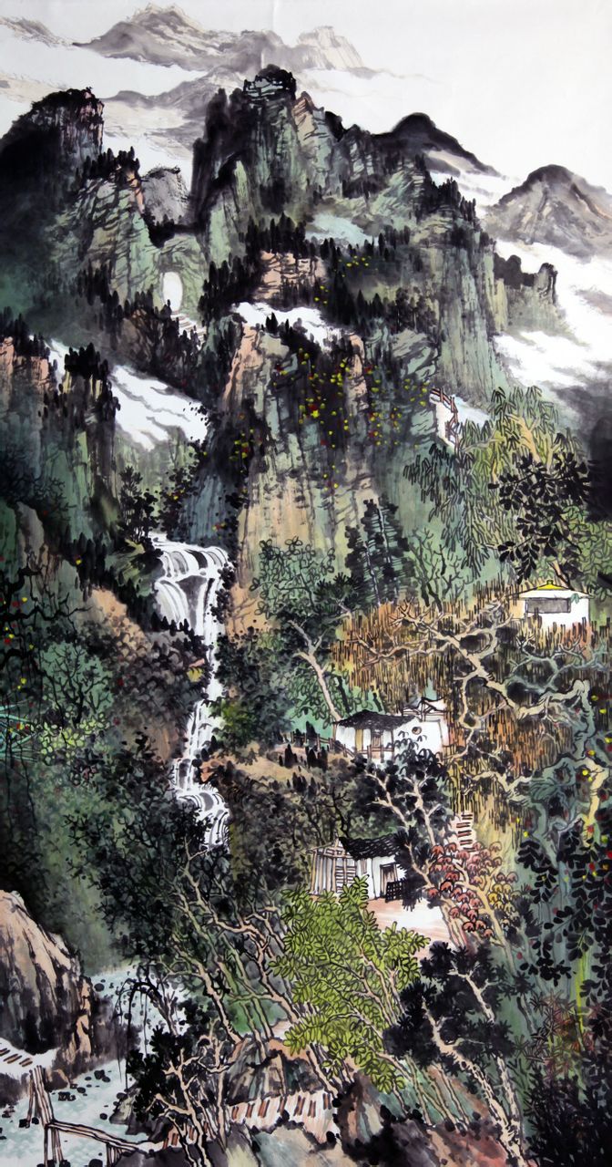 天門飛瀑,180×98CM