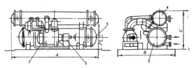 圖5雙筒形豎直放置的蒸發器和冷凝器外型圖