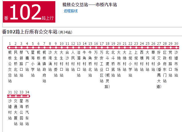 廣州公交番102路